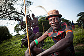 Portrait of traditionally dressed man from Pokot tribe, Lake Baringo, Rift Valley, Kenya