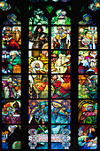Stained glass window at St Vitus Cathedral, Prague, Czech Republic