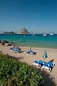 Cala D'Hort beach with Es Vedra Island behind, Ibiza, Spain