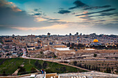 Elevated view of cityscape with Dome of the Rock, Jerusalem, Israel