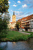 Kraemerbruecke with half-timbered buildings, Erfurt, Thuringia, Germany