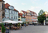 Restaurants on Wenigemarkt square, Erfurt, Thuringia, Germany