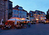 Wenigemarkt and the Aegidien Church in the evening, Erfurt, Thuringia, Germany