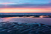 Beach at sunset, mudflats, Juist Island, Nationalpark, North Sea, East Frisian Islands, National Park, Unesco World Heritage Site, East Frisia, Lower Saxony, Germany, Europe