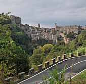 View towards Sorano, Grosseto, South Tuscany, Tuscany, Italy