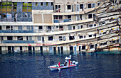 Wreck of the Costa Concordia near Giglio Porto, Island of Giglio in Mar Tirreno, South Tuscany, Tuscany, Italy