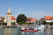 Mang tower at the harbour of Lindau, Lake Constance, Swabian, Bavaria, Germany, Europe