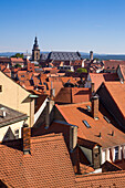 Blick über Dächer der Stadt vom Domberg, Bamberg, Franken, Bayern, Deutschland