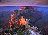 Wotans Throne at sunrise from Cape Royal, Grand Canyon National Park, Arizona
