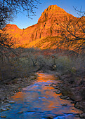 Bridge Mountain and the north fork of the Virgin River, Zion National Park, Utah