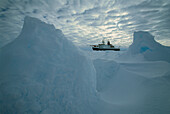 German icebreaker Polarstern, in frozen sea ice, Weddell Sea, Antarctica