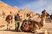 Two men with dromedaries, Petra, Jordan, Middle East