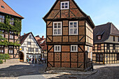 Half-timbered houses at Finkenherd, Quedlinburg, Harz, Saxony-Anhalt, Germany, Europe