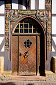 Carved door frame, Goslar, Harz, Lower-Saxony, Germany, Europe