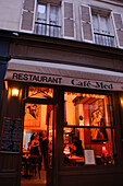 Restaurant Cafe Med at night, Ile St. Louis, Paris, France, Europe