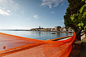 Fischernetz am Seeufer, Marta, Lago di Bolsena, Kratersee, vulkanisch, Provinz Viterbo, Latium, Italien, Europa