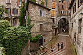 Via Appia, Treppe und Gasse in der Altstadt, Perugia, Provinzhauptstadt, Umbrien, Italien, Europa