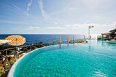 Swimming pool of a hotel, Monterosso al Mare, Cinque Terre, La Spezia, Liguria, Italy