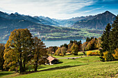 View to Lake Thun and Kander Valley, Beatenberg, Bernese Oberland, Canton of Bern, Switzerland