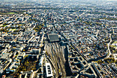 Aerial view of the central railway station, Munich, Bavaria, Germany