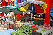 Market stall, Victoria Market, Mahe Island, Seychelles, Indian Ocean