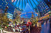 Christmas market in the Sony Center, Potsdamer Platz, Berlin, Germany