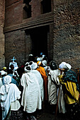 Priests entering a church in Lalibela, Ethiopia, Africa