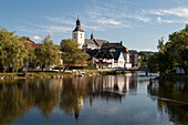 Town of Regen, river Schwarzer Regen, Bavarian Forest, Bavaria, Germany