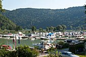 Marina along the Danube, Schloegen, Upper Austria, Austria