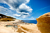 Limestone coast, Saline, Xwejni Bay, Marsalforn, Gozo Island, Malta