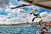 View from a ferry boat towards the city, Istanbul, Turkey