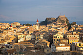 Blick über Altstadt von Neue Festung, Kerkyra, Stadt Korfu, Korfu, Ionische Inseln, Griechenland, Europa