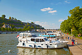 Namur with Port de plaisance de Hallet and citadel, Meuse, Maas, Vallée de Meuse, Wallonia, Belgium, Europe