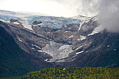 Vestisen of the Svartisen glacier, above Holandsfjord, Province of Nordland, Nordland, Norway, Europe