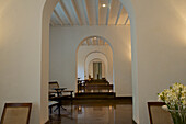 View through rooms with archways in the ayurveda spa of the luxury 5 Star Hotel Amangalle, Galle, Southwest coast, Sri Lanka