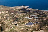 Aerial View of Solar Collectors and Wind power station, Tenerife, Spain