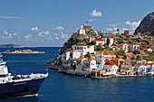 Harbour and view of Kastellorizo, Dodecanese, South Aegean, Greece