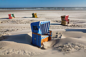 chairs on the beach, Langeoog Island, North Sea, East Frisian Islands, East Frisia, Lower Saxony, Germany, Europe