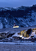 Vik with church, south Iceland, Iceland