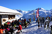 Kriegeralpe in the skiing area of Lech in Arlberg, Winter in Vorarlberg, Austria