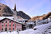 Holzgau in Lech valley, winter in Tyrol, Austria