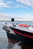 Vaporetto passing Laguna, The Alps in background, Venice, Veneto, Italy