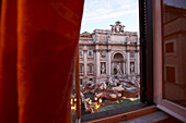 View from the window of Hotel Fontana towards the Trevi fountain, Rome, Lazio, Italy