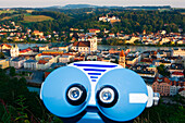 View from Veste Oberhaus towards old town of Passau, Lower Bavaria, Bavaria, Germany