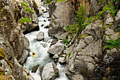 A kayaker descending Vallecito Creek in the San Juan National Forest, Durango, Colorado Durango, Colorado, USA