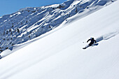 A man skis in Wyoming Alta, Wyoming, USA