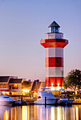 The famous Harbour Town Lighthouse at dusk on Hilton Head Island, South Carolina Hilton Head Island, South Carolina, USA