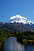 Snow-covered Lanin Volcano in Patagonia Argentina, Patagonia, Argentina