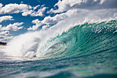 A tubing wave at Scamander River, Tasmania, east coast, Tasmania, Australia