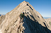 A man descending Capitol Peak, White River National Forest, Aspen, Colorado., Aspen, Colorado, usa